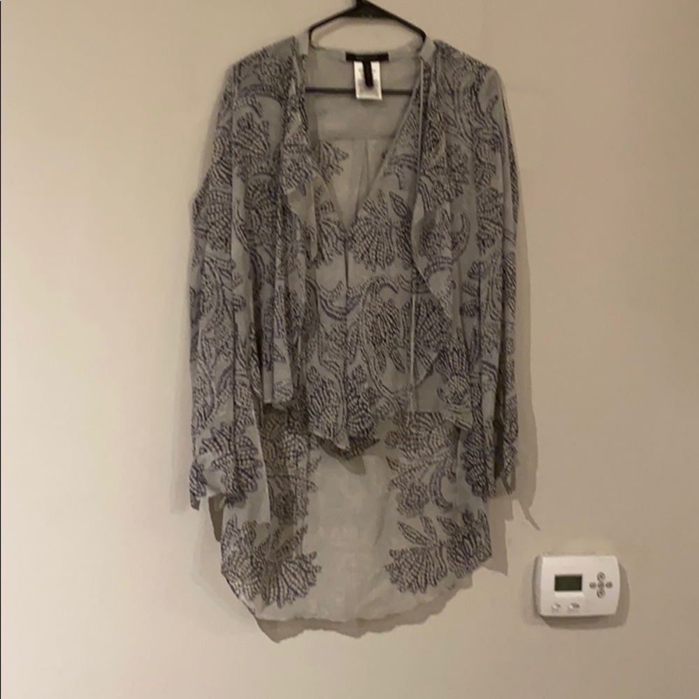 BCBG Joel Pattered High- Low Blouse
